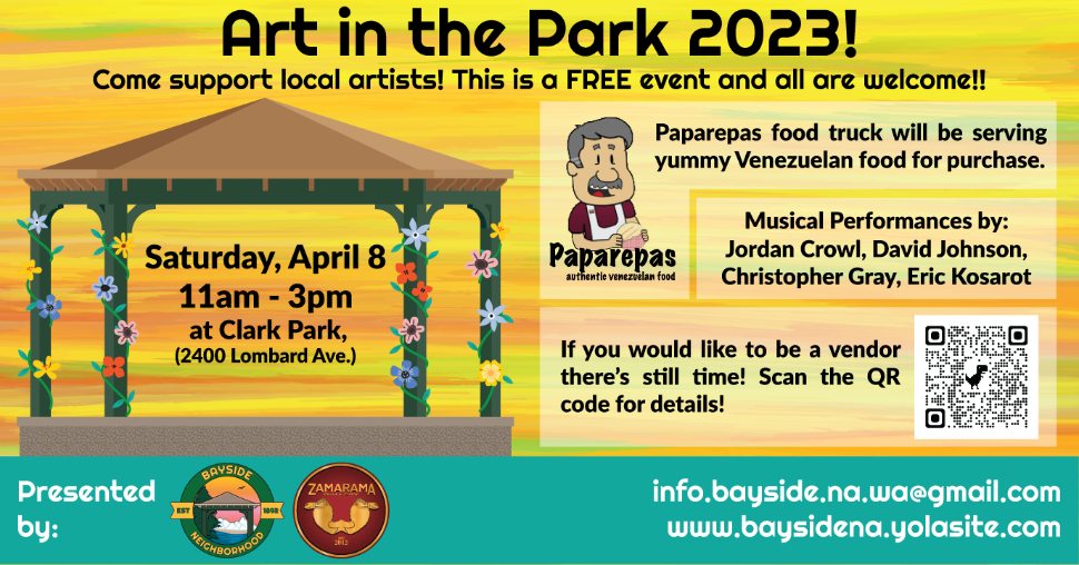 Art in the Park Flyer 4/8/2023 11 a.m. Clark Park